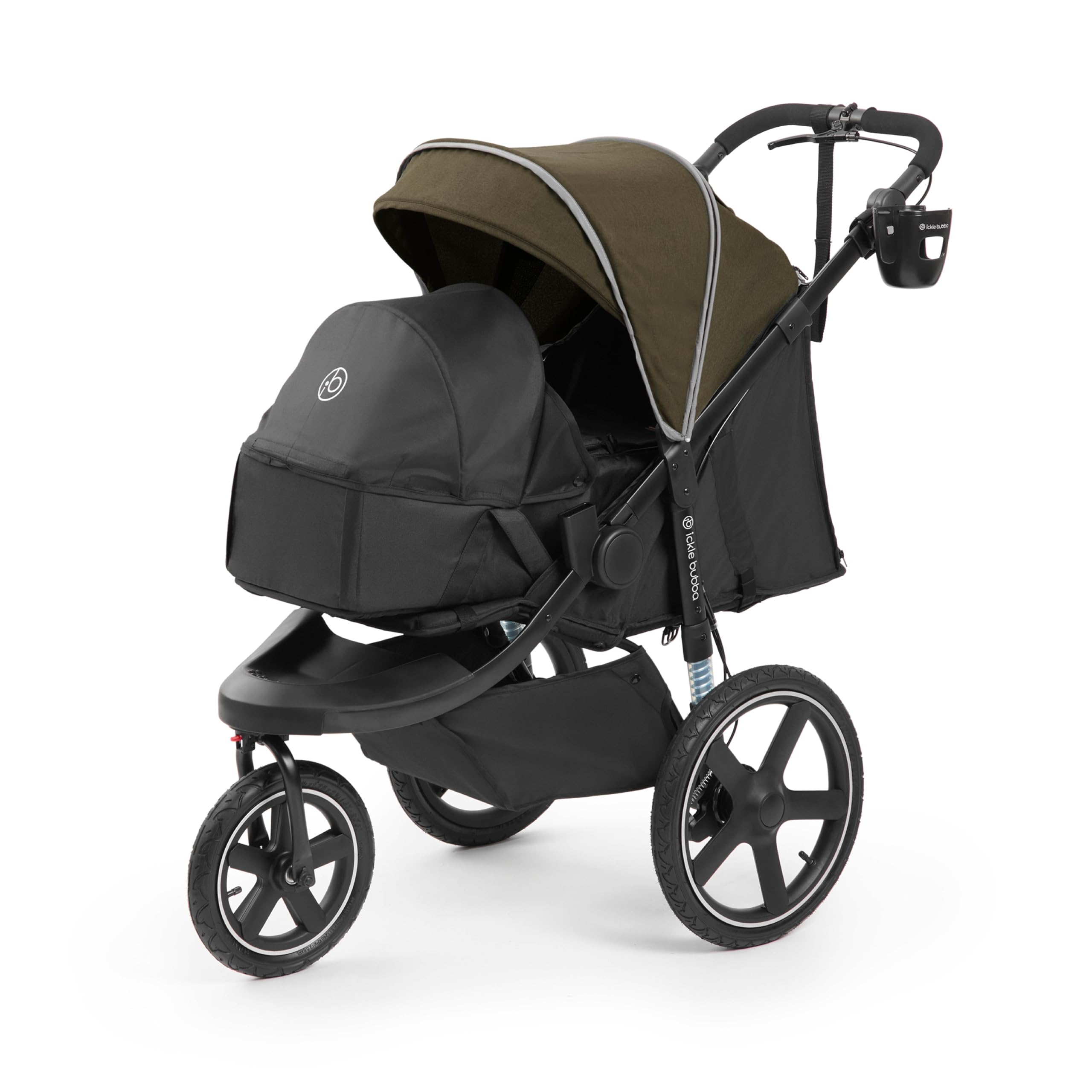 Ickle Bubba Venus Jogger Pro Prime, Poussette 3 Roues Tout-terrain, De la Naissance à 22 kg, avec Cocon Nouveau-né, Porte-gobelet et Organisateur (Bois)