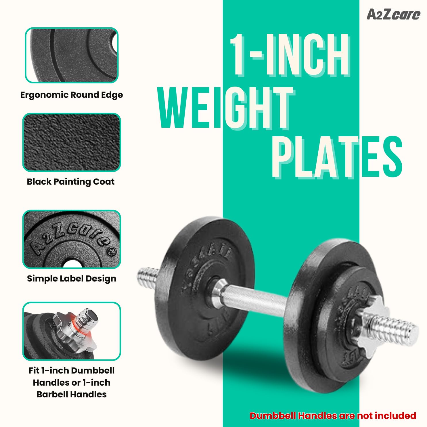 Physionics® Set de Disques de Poids - 6 x 15 kg, en Fonte, Diamètre de