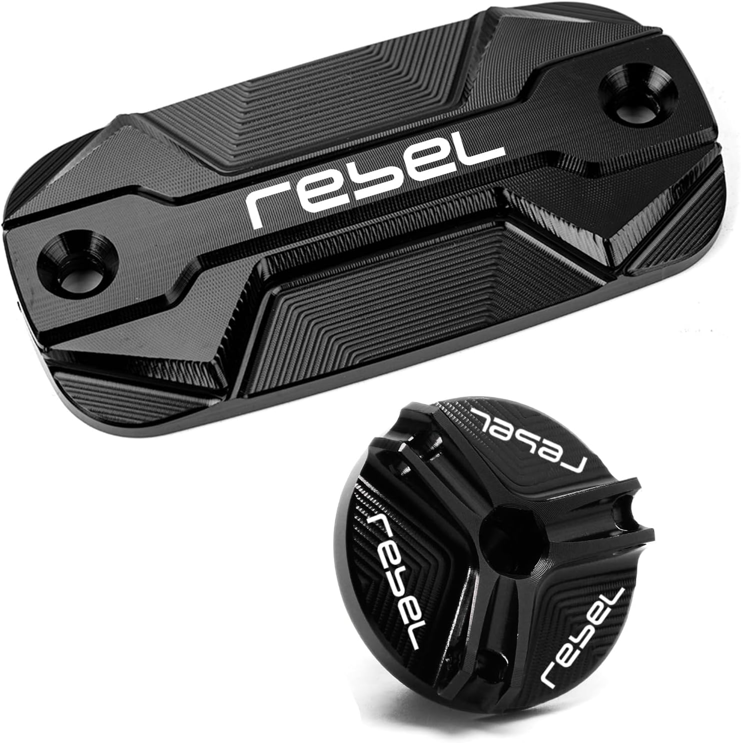 Compatible With REBEL 1100 T Rebel 500 300 CMX 1100 M T CMX500 300 CNC Motorcycle Rear Front Brake Fluid Reservoir Cover Cap accessories (Black)