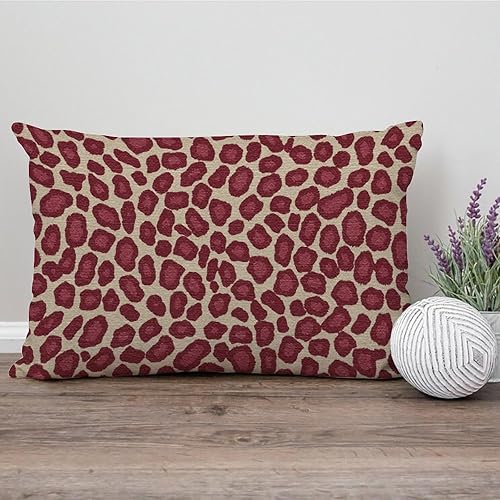 Vista 285 de Funda de cojín con estampado de guepardo rosa intenso, cojín cuadrado con estampado de animales fucsia, funda de almohada decorativa para el hogar