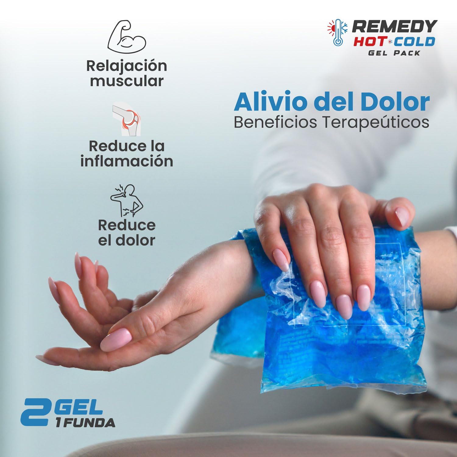 Boston Tech REMEDY Bolsa de Gel Frío y Calor con funda multiposición | Terapia frío-calor ideal para lesiones, recuperación muscular, fisioterapia y uso doméstico (Pack de 2)