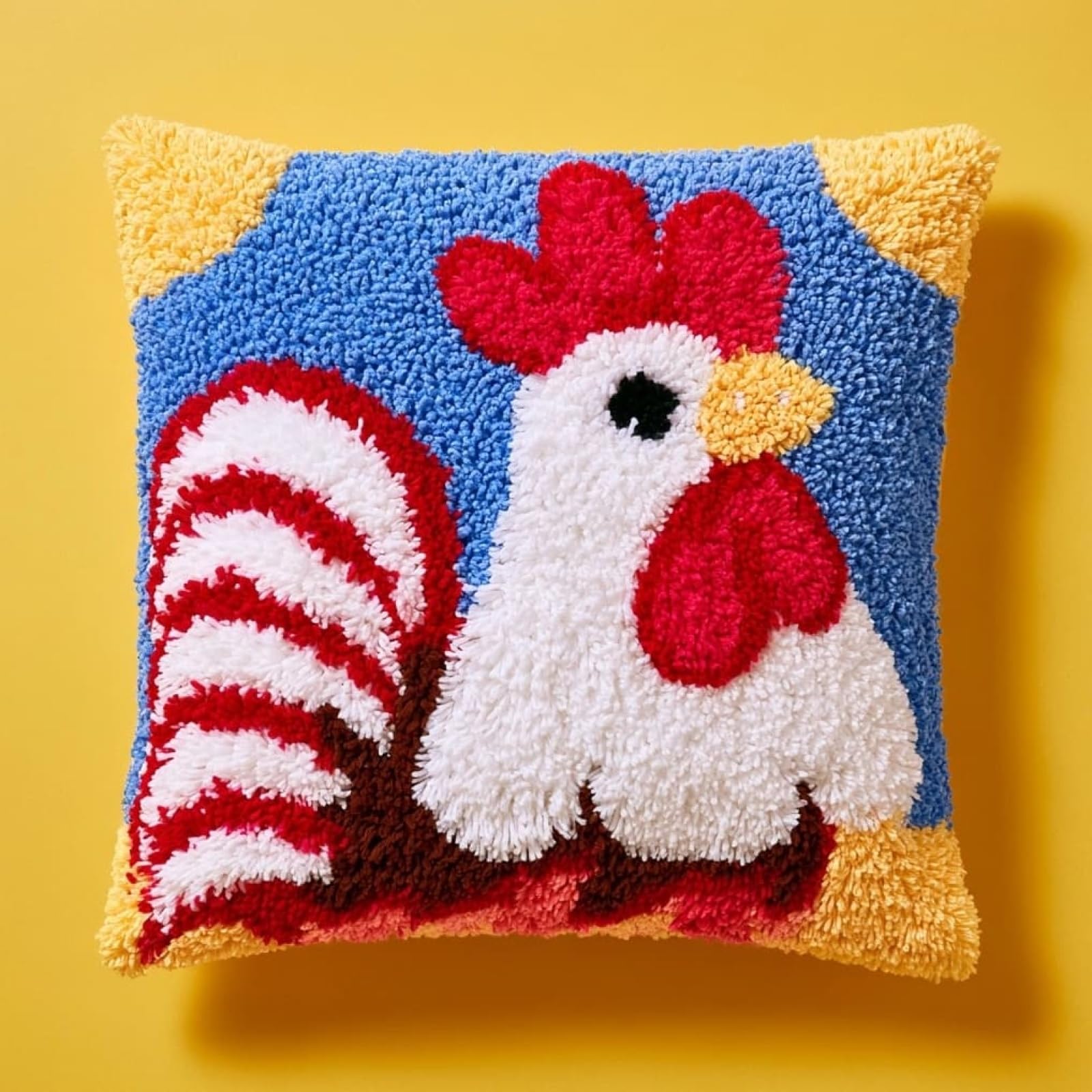 Axiangzik Cartoon Rooster Latch Hook Kit For Adults 43X43cm,