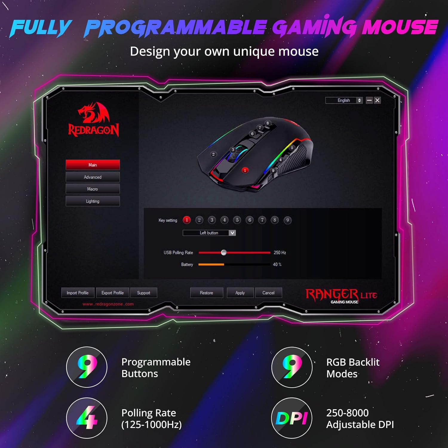 Redragon M910-KS Mouse software interface