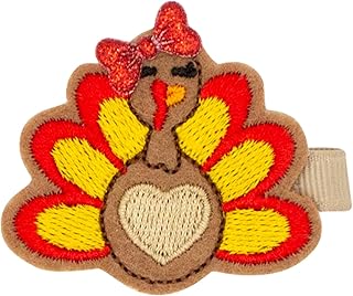 Wee Ones Girls' Harvest-Themed Feltie Hair Bow Stacker on a WeeStay No-Slip Hair Clip, For All Ages, Turkey
