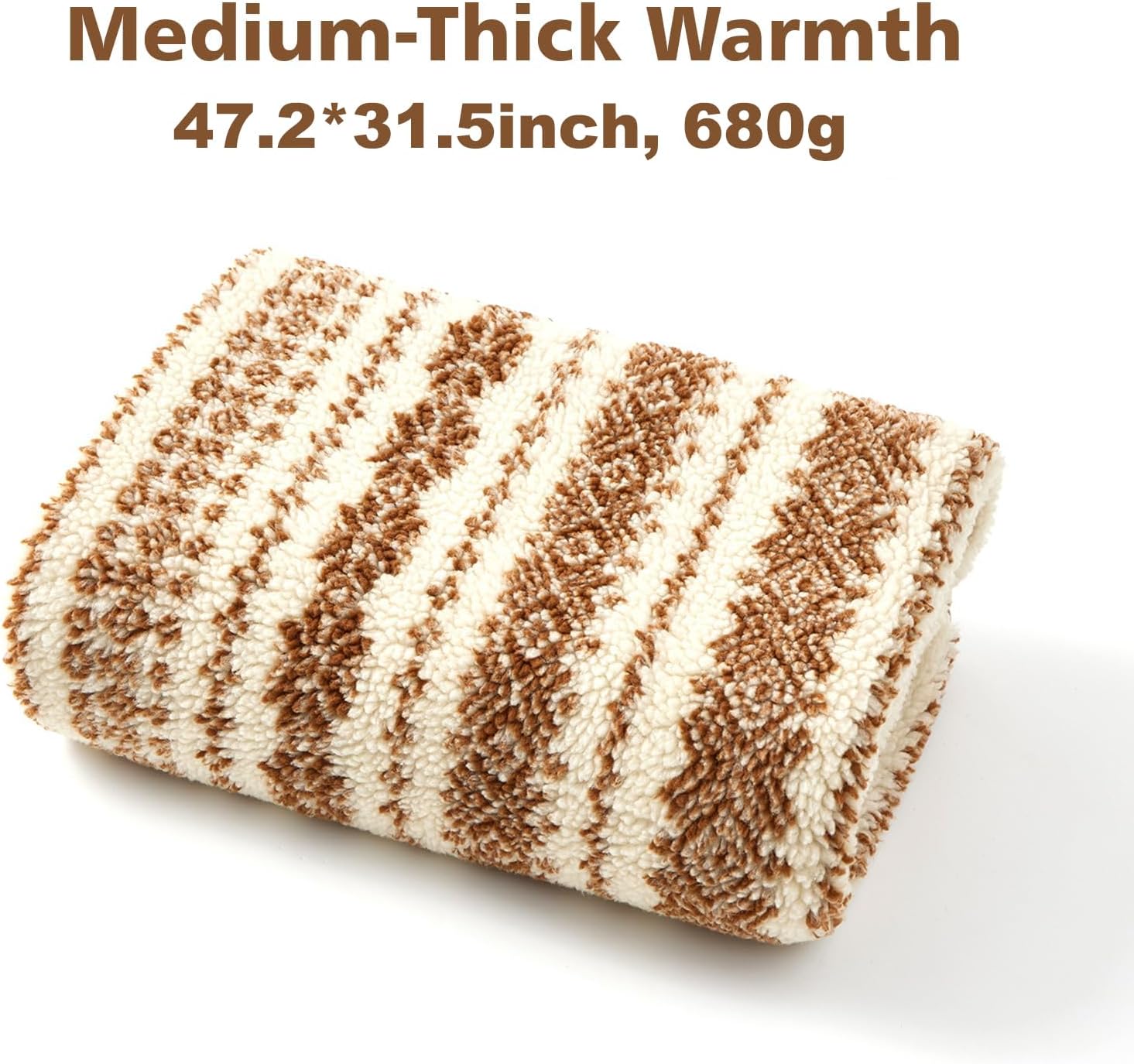 Jacquard Sherpa Wearable Blanket Lap Blanket Comfy Poncho Throw with Wooden Buttons Fleece Wearable Blankets for Women Soft Winter Shawl Gifts & Home Boho Tan Pattern - Image 4