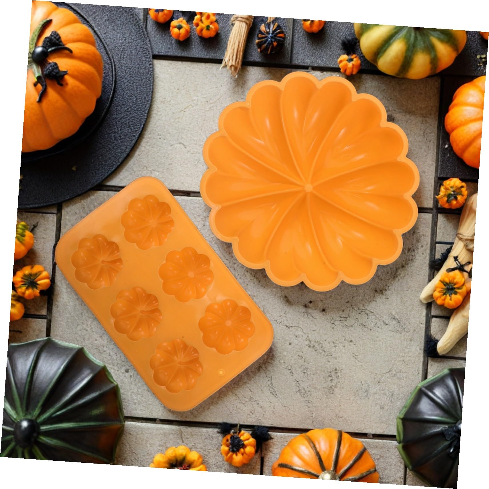 IMIKEYA 2piezas Moldes de Silicona para Pasteles de Calabaza Molde de Silicona para Hornear para Halloween y Festivales Cosecha para Postres de Mousse de Gelatina y Repostería Doméstica