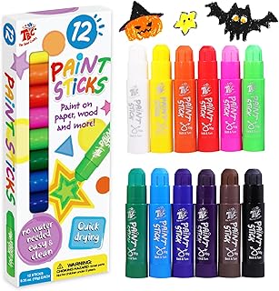 TBC The Best Crafts Paint Sticks,12 Classic Colors, Washable, Non-toxic,...