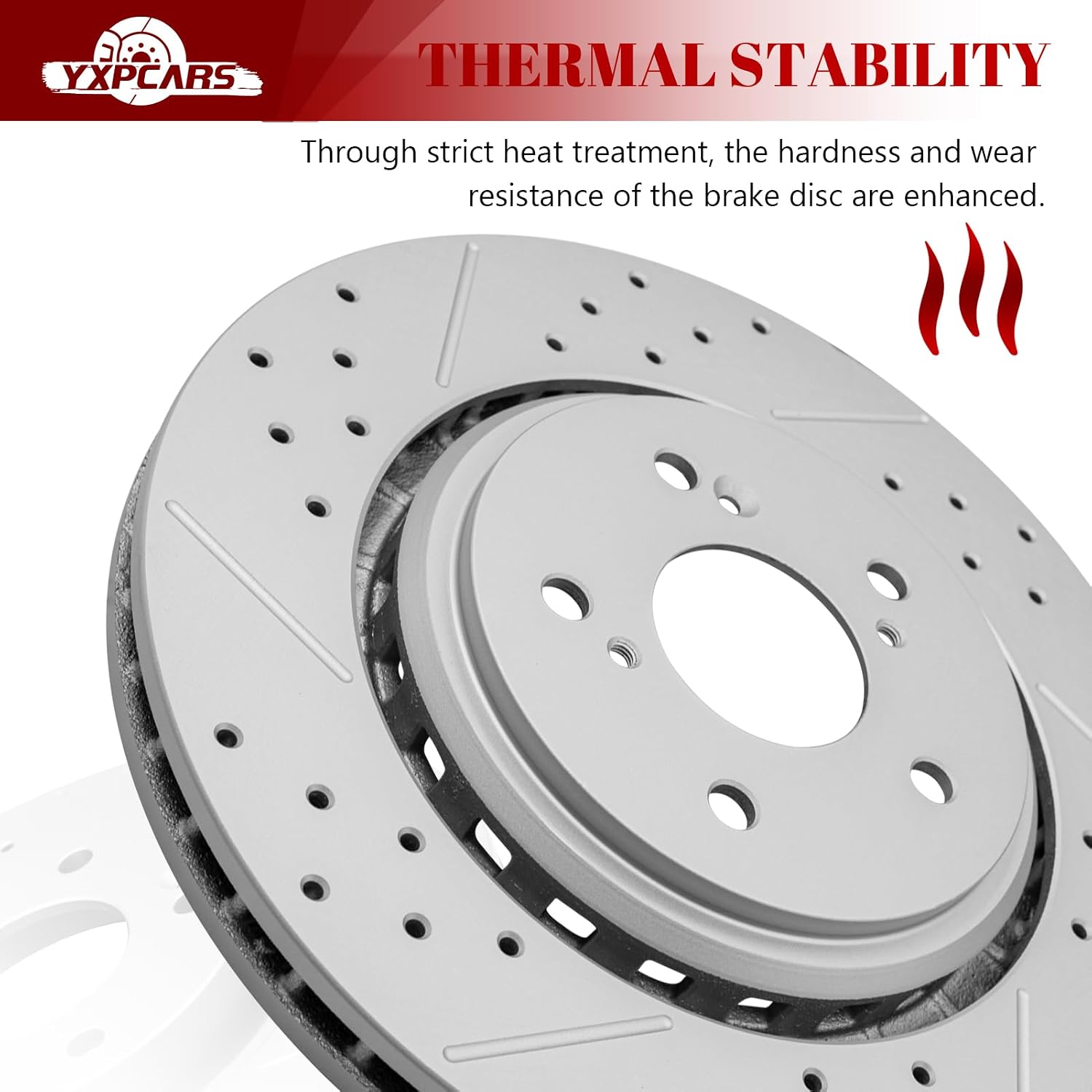 Ceramic Front Brakes Pad and Rotors Drilled Slotted Vented Replacement Disc Brake Kits for Acura MDX 2014 2015 2016 V6 3.5L