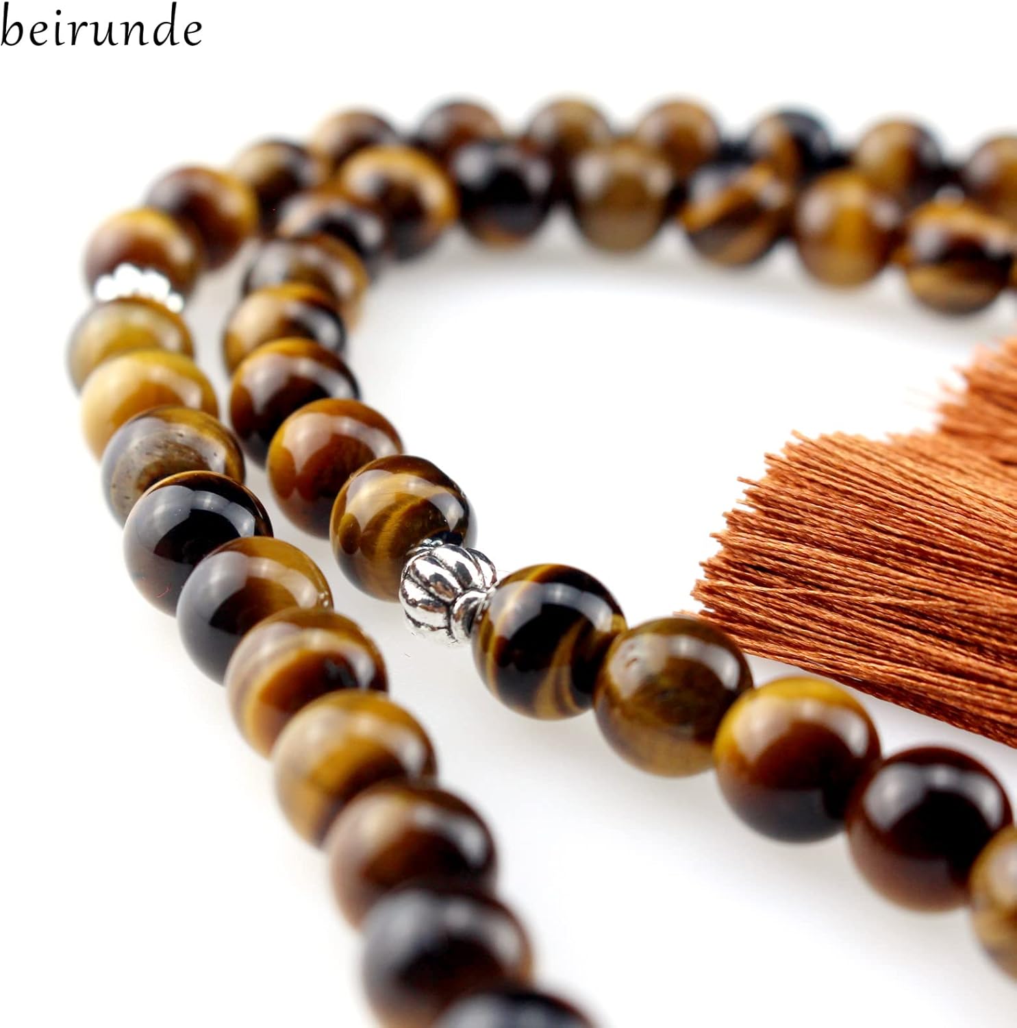 Muslims Islamic Dhikr Tasbeeh Tasbih Prayer Beads, Tiger Eye 99 Stone Beads with Tassel - Image 2