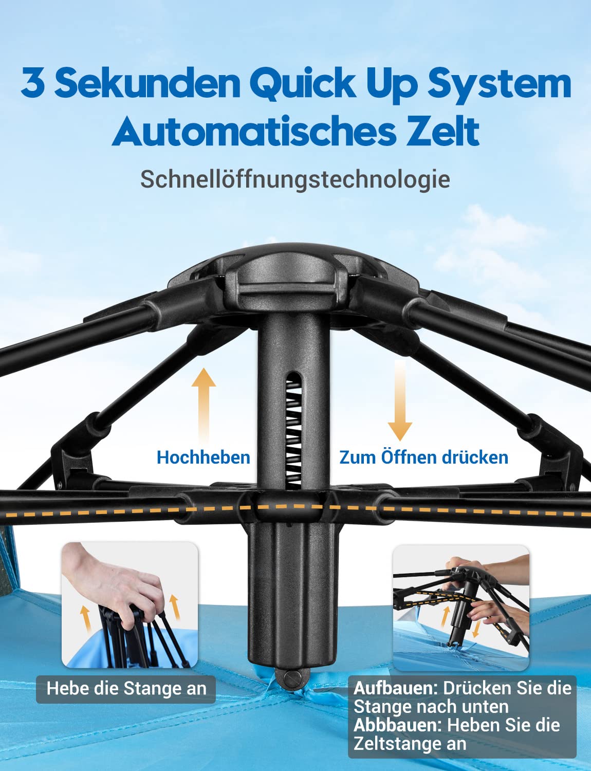 Glymnis Strandmuschel Quick Up Strandzelt Automatisches Strand Zelt UV-Schutz 50+ Windschutz Sonnenschutz mit Quick-Up System kleines Packmaß für 4-5 Personen