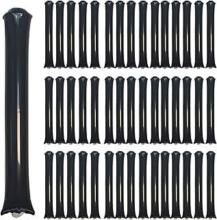 48pcs Round Head Boom Sticks Thunder Sticks Cheering Sticks Team Spirit Plastic Cheerleading Spirit Stick Clapper Inflatable Noise Maker Sports Supply (Black)