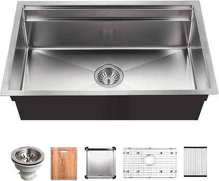 Houzer Novus Stainless Steel Kitchen Sink 32 Inch Undermount Dual Platform Workstation Kitchen Sink with Accessories, Durable & Versatile, Essential for Home & Apartment NVS-5200