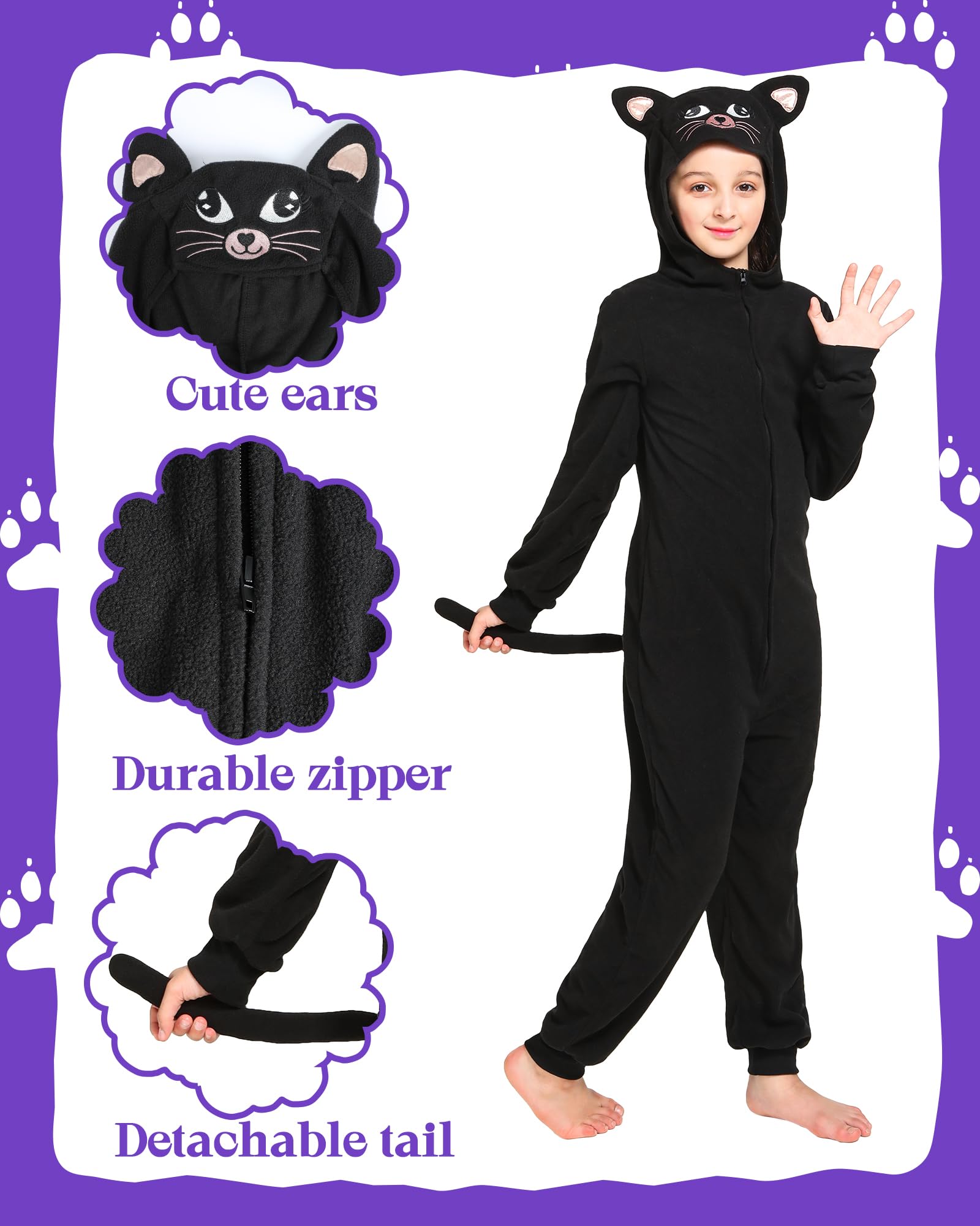 Wizland Kids Animal Onesie Costume Tygrysze, Maca, Czarna Kocura, Lew, Dalmatynka, Kostiumy Festiwalowe Dla Chłopców I dziewczynek Wiek 4-14 lat