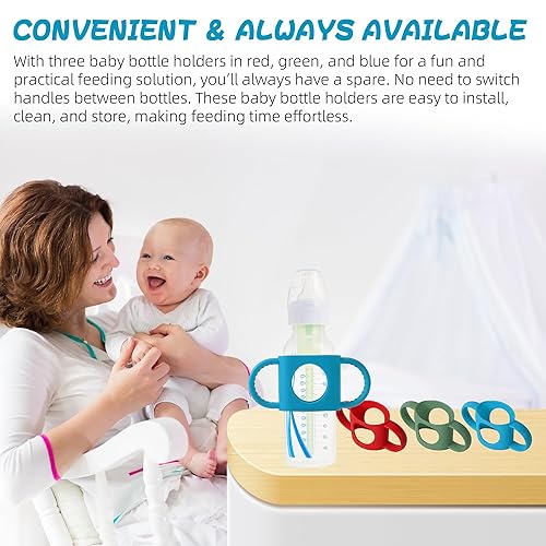 Miniatura 4 de TonGass TonGass - Portabotellas de ajuste universal TonGass con asas de fácil agarre para que los bebés sostengan su propio biberón, silicona suave