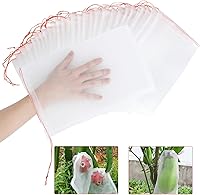 Vista 11 de Kikhope Bolsas de red de protección de frutas con cordón, 10 unidades de malla de barrera de insectos de 29 x 21 pulgadas, bolsas de red