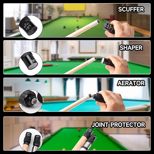 Miniatura 3 de GSE Games & Sports Expert Herramienta para punta de taco de billarpool, herramienta para taco de billar con funciones de