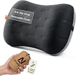 Oreiller de camping gonflable - Compact ultraléger Air Oreiller pour Voyage, Sac à dos & Randonnée - Cou ergonomique & Soutien lombaire (Grey, 1 Boîte)
