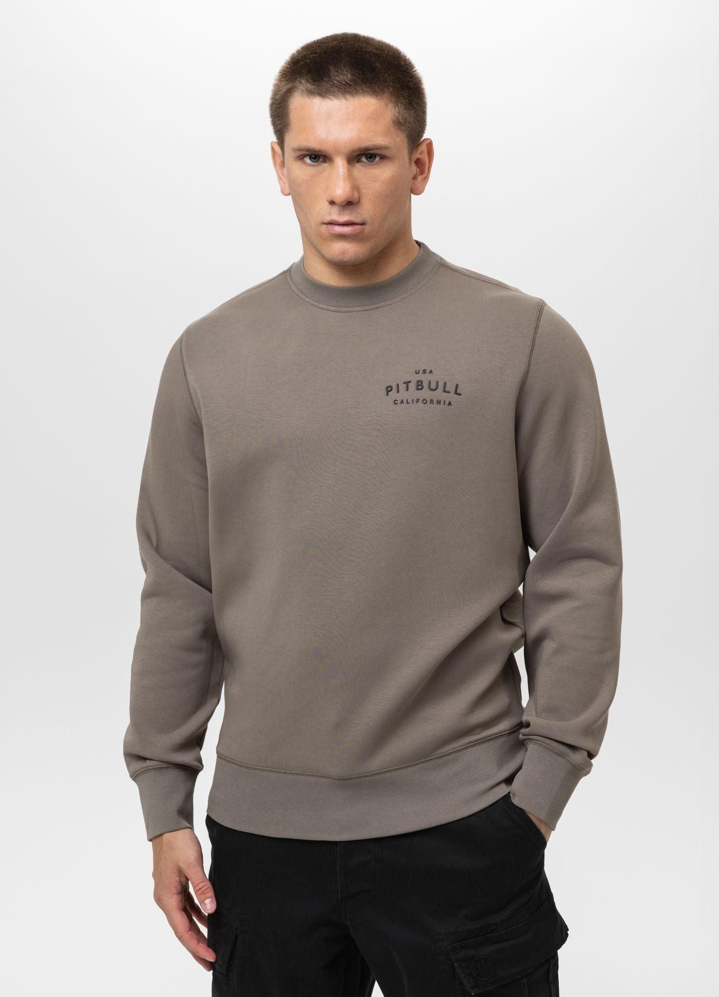 Pitbull Męska bluza podstawowa męska wygodna bluza Sampson casualowa bluza Crewncek sportowe bluzy M, jasnobrązowa, M, jasnobrązowy, M