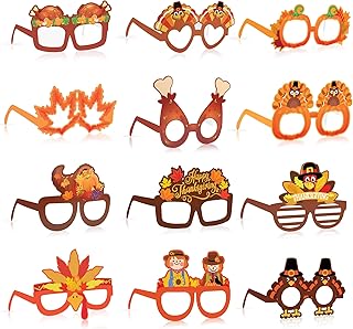 Fall Thanksgiving Party favors, 24 Pack Turkey Thanksgivings Glasses Photo Props Holiday Eyeglasses Frames Thanksgiving Accessories Gifts for Adult Fall Thanksgiving Harvest Party Decorations