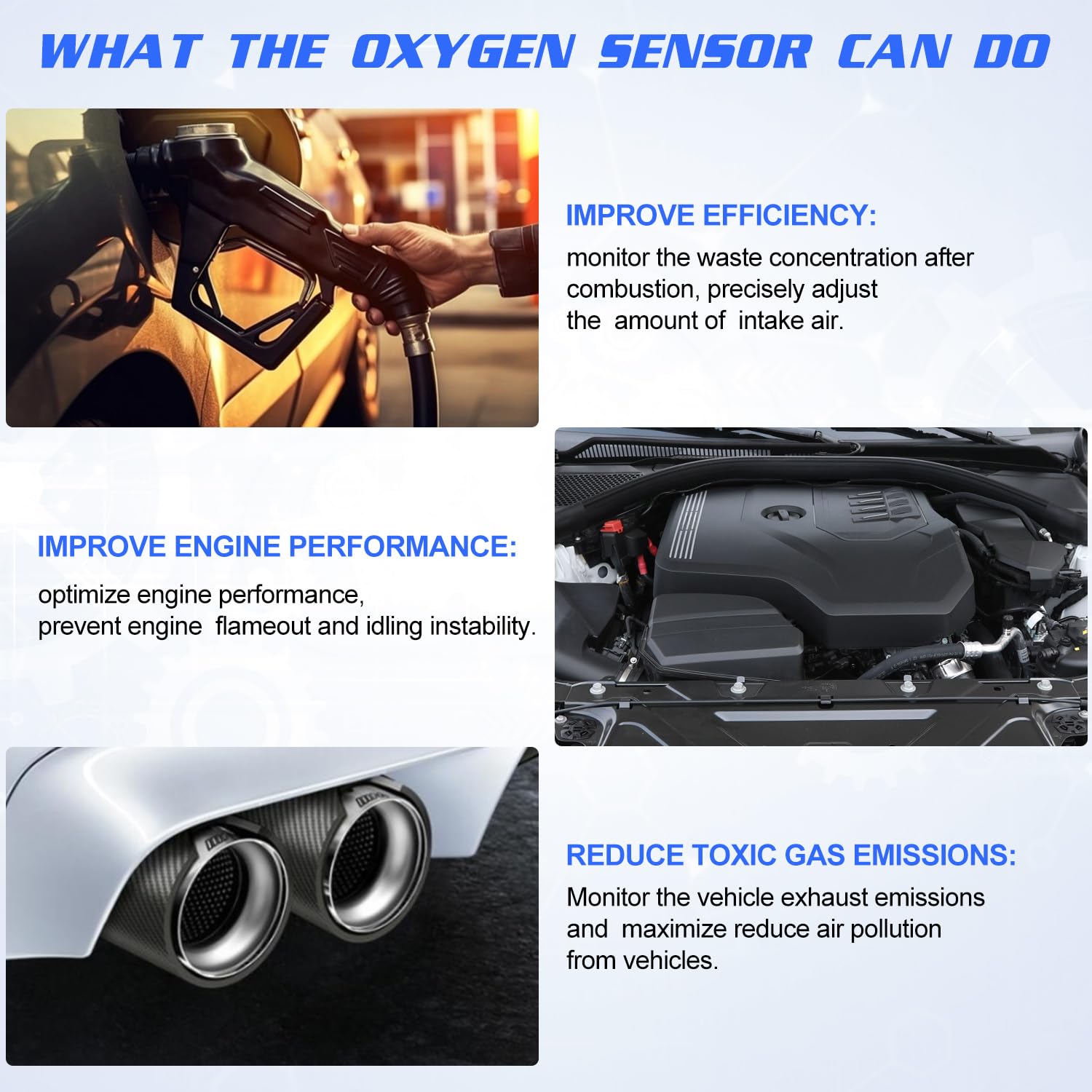 DZG Capteurs d'oxygène arrière 9636968380 9636876580 Compatible avec Citroën Berlingo C2 C3 C4 C5 C6 NEMO SAXO XSARA/Peugeot 1007 106 206 207 306 307 406 407 607 BIPPER PARTNER, etc.