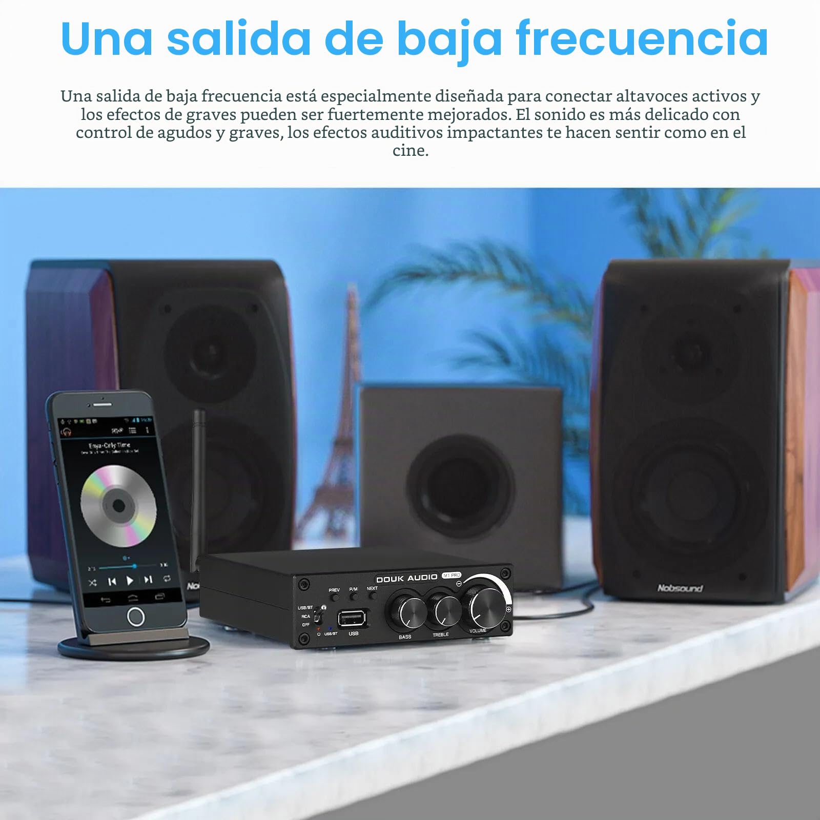 Amplificador de potencia de 320 W Bluetooth 5.0 miniestéreo USB