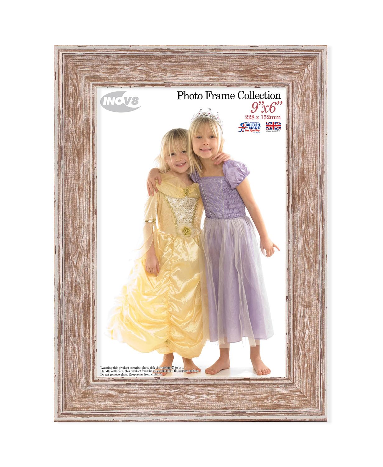 Inov8 British Made Picture/Photo Frame, 9x6-inch, Large Washed Walnut