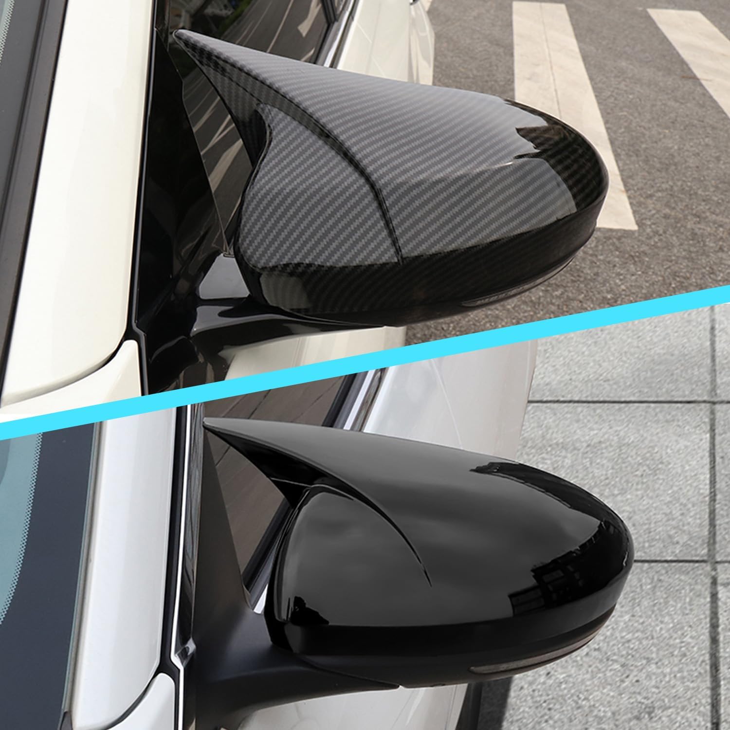 for Nissan Altima 2019-2024 & Sentra 2020-2024 Ox Horn Rear View Side Mirror Cover Car Side Rear View Mirror Guard Cover Auto Exterior Decoration Accessories 2PCS(Glossy Black)