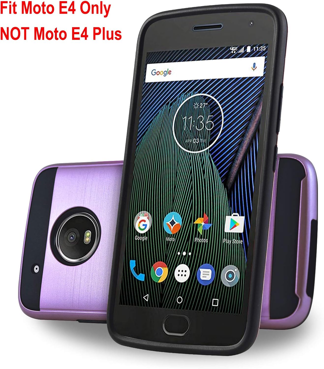 Circlemalls Moto E4 Case, 2-Piece Style Hybrid Shockproof Case with [HD Screen Protector] and Touch Screen Pen Motorola Moto E4 4th Generation (Purple)