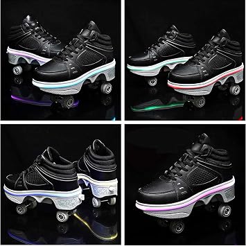 Roller Skate Shoes for Women - Double-Row Deform Wheel Automatic Walking Shoes with Retractable Wheels for Outdoor Fun & Fitness