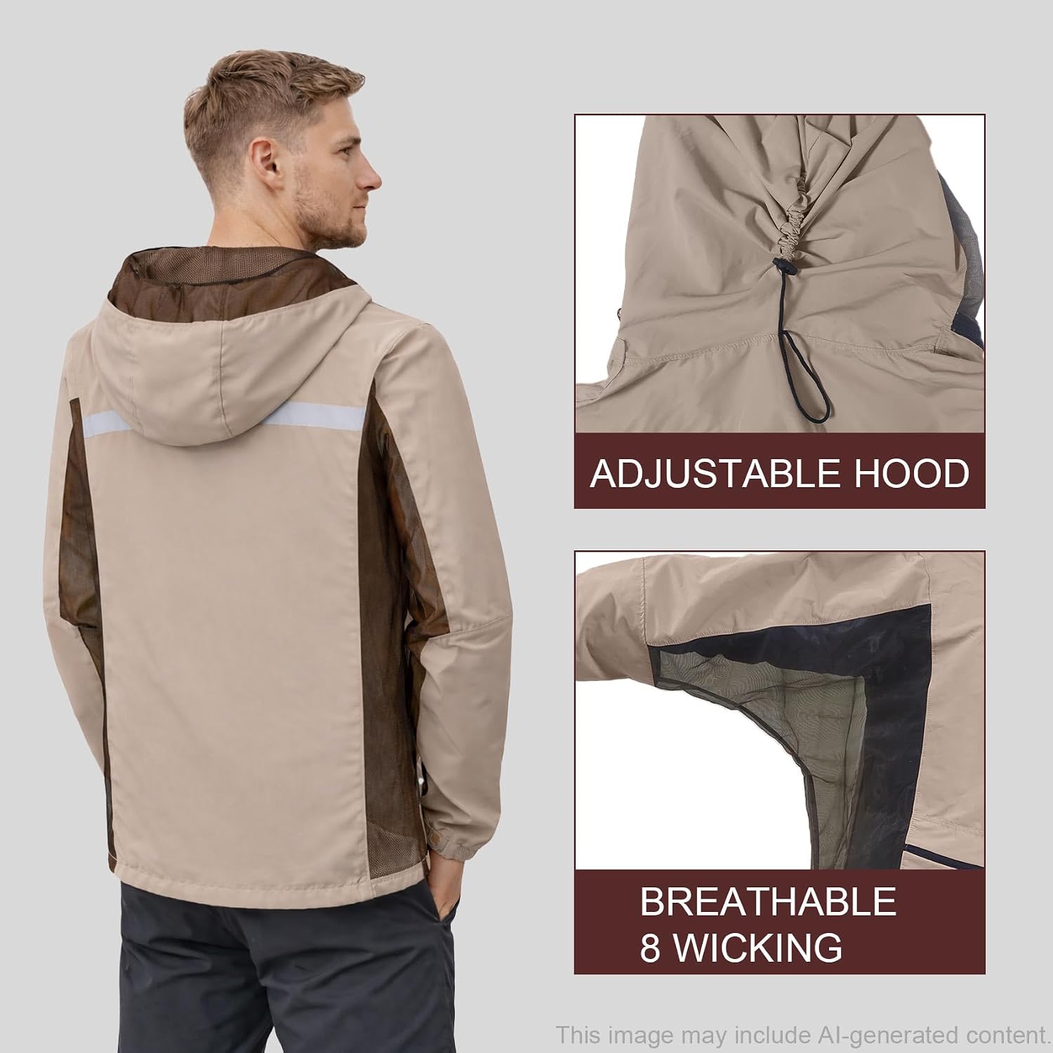 Aventik Guardex Mosquito Jacket with Reflective Strip & Horizontal Zip Pocket – Tear-Resistant Bug Shirt with Detachable Hood
