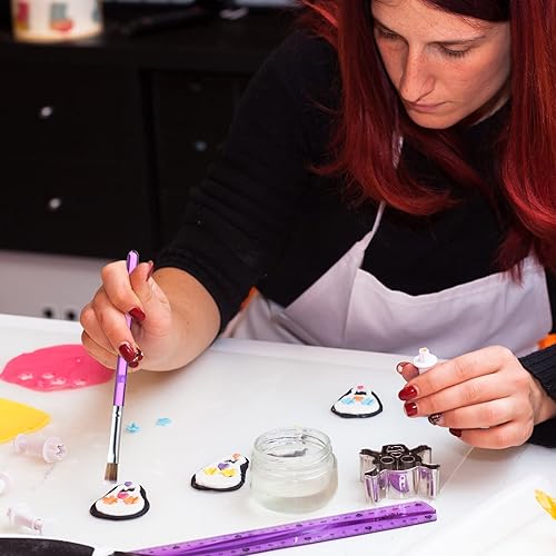 Miniatura 6 de Sinmoe 10 pinceles de decoración de dulces para tartas, herramientas de decoración de galletas, cepillo de pastelería y pinzas de punta recta y