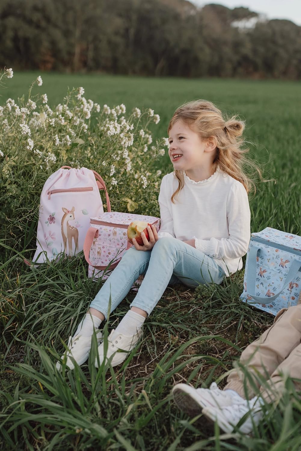 Little Dutch Bolsa térmica para almuerzo para niños, niñas, rosa con flores, ciervo - Jardín de hadas
