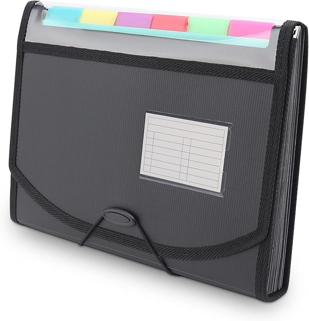 NAFY A4 File Organiser, 13-Pockets Colour Document Organizer Expanding File Folder, A4 Letter Size Accordian File Folder Organizer with Blank Labels, Expandable Folder for Home Office School Supplies