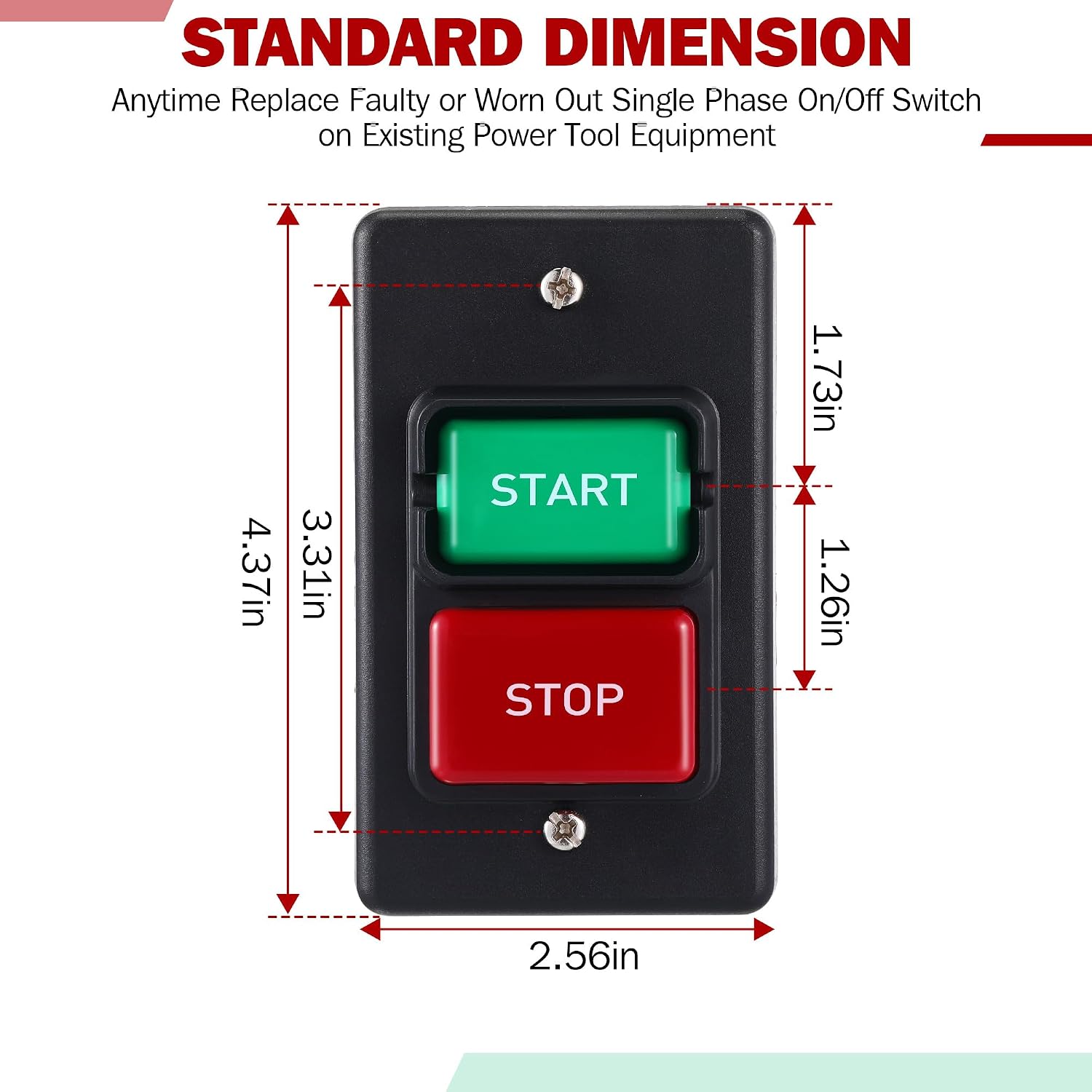 Dreyoo 2 Pcs 120V/230V Dual Voltage Single Phase On/Off Switch, Efficient 120V 2HP Switch On Off with with Mounting Screws, Fast Power Off for Table Saw, Router Table, Drill Press, Bench Saw