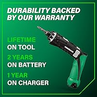 Vista 10 de Metabo HPT - Juego de destornillador inalámbrico de iones de litio de 3,6 V, destornillador de potencia compacto y liviano con 2 baterías de 1,5 Ah