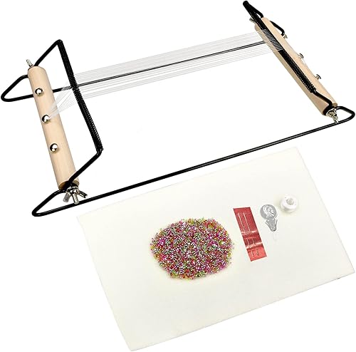 INDIVSHOW Juego de telar de cuentas de metal grande incluye cuentas de semillas mixtas de 071oz tapete de cuentas de esponja hilo de algodón agujas