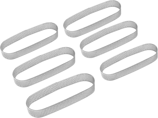 Tavrolet 6PCS Oval Tart Ring Stainless Steel Perforated Mold Mousse Ring Dessert Cake Decorating Mousse Mould Bakeware