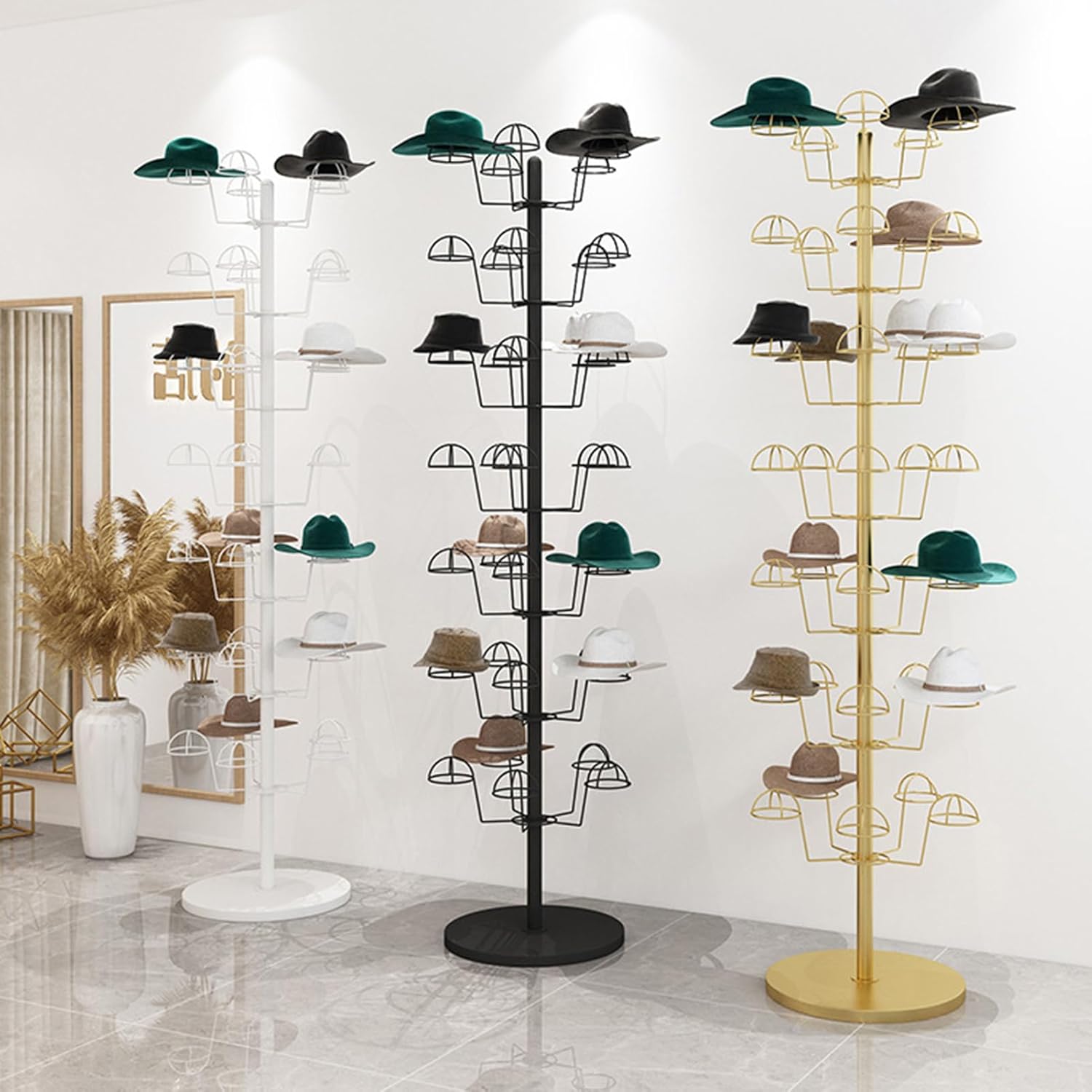 Hat Rack Metal Helmet Stand Display Rack for Baseball Caps Hat Organizer for Clothing Shops Stalls and Retail Shops Hat Display Stand for Kids and Adults