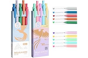 Lepens Pack With Different Colors | 10 Retractable Gel Pens in 5 Assorted Macaron Colors