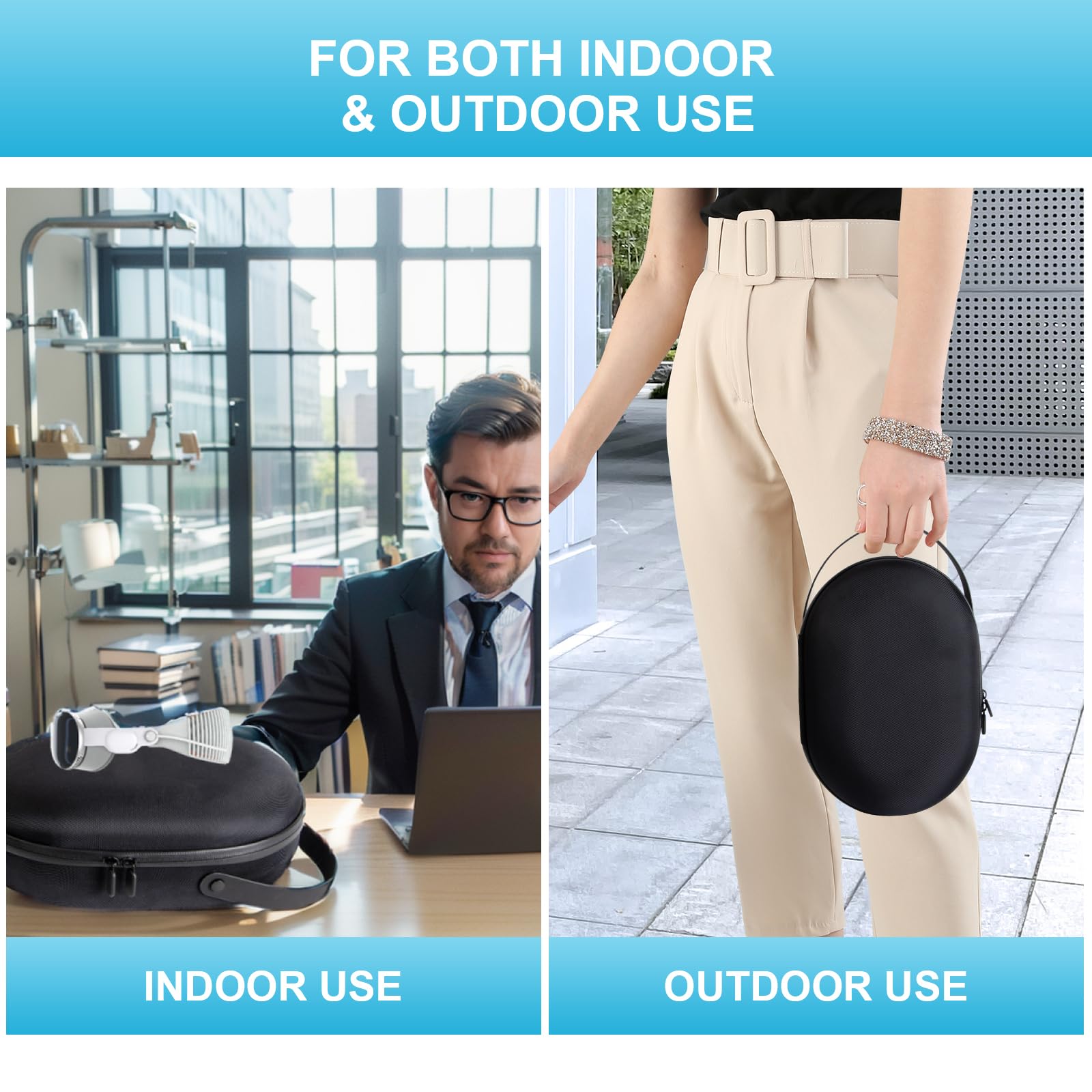 Qoosea Harte Tragetasche für Apple Vision Pro, Anti-Drop Schützende Hülle mit Mesh-Tasche, Großer Space Eva-Hartschalenkoffer Schutz Tasche Tragbare VR-Koffer (Schwarz)
