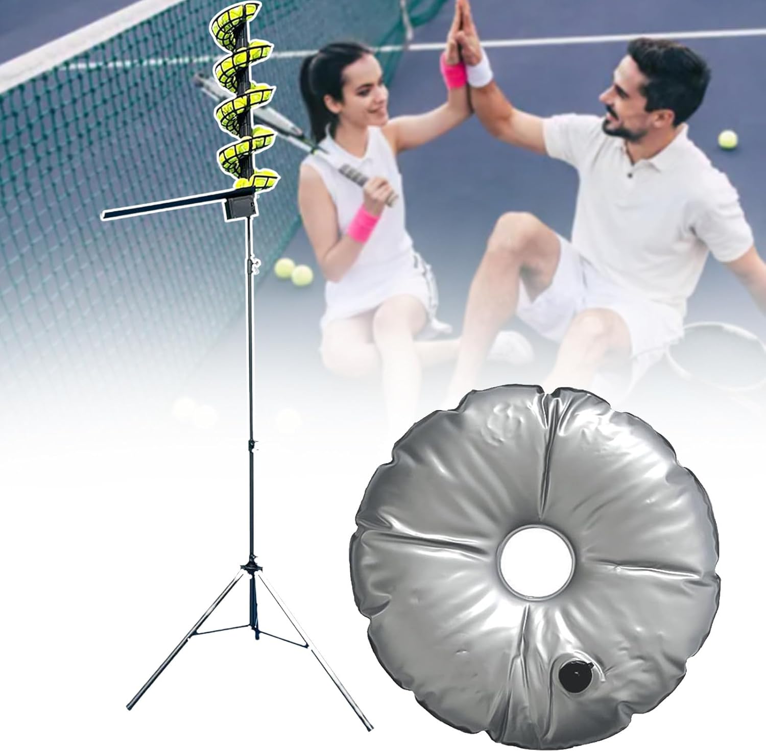 Tennis Training Equipment, 33 Balls High-Capacity, Tennis Pitching Machine, with Weighted Water Bag, Portable Tennis Ball Serving Machine