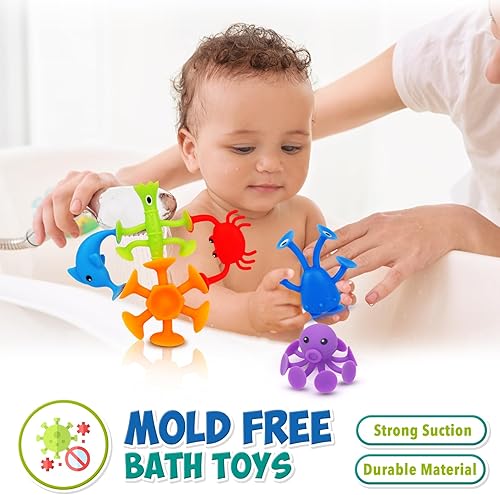 Miniatura 6 de Juguetes de viaje para niños 32 piezas de juguetes de baño con succión para niños pequeños, juguetes de baño sin moho, juguetes de viaje para niños,