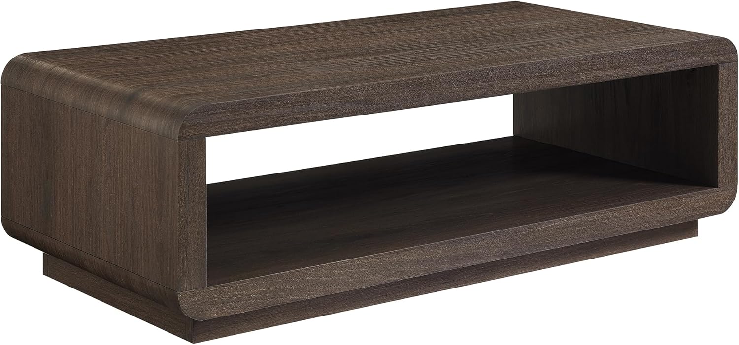 Henn&Hart 48" Modern Rectangular Coffee Table with Open Storage Shelf for Living Room, Family Room, Office, or Apartment, Heritage Oak