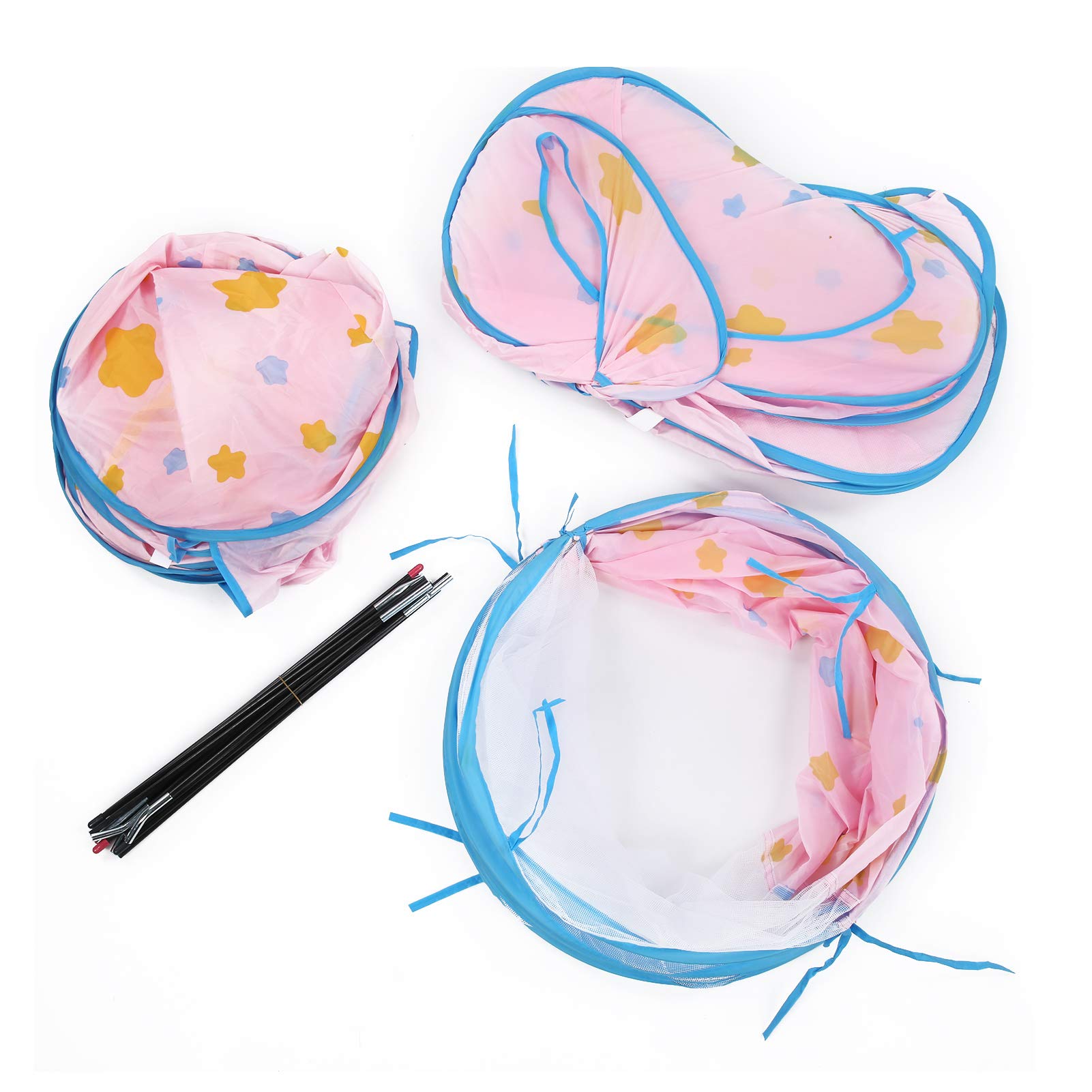 Babyzelt-Spieltunnel-Set für Indoor-Abenteuer, 3-teiliger -Krabbeltunnel mit Bällebad für über 3 Jahre, Sicheres 190T-Polyester-Material (Rosa Stück)