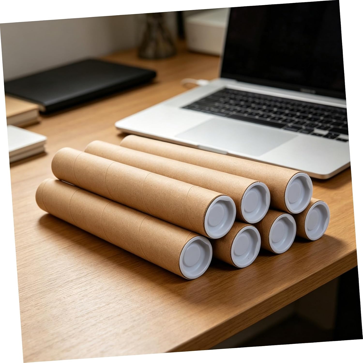 SECFOU 12 Pcs Mailing Tubes with Caps Kraft Paper Poster Tubes for Documents and Papers with Reliable Closure Space-saving Shipping and Transporting Containers