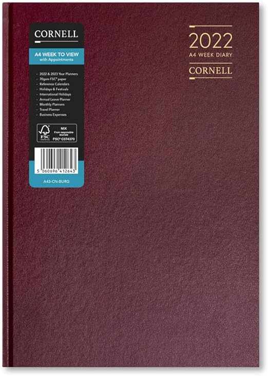 Cornell Fall 2023 Calendar Cornell 2022 A4 Week To View Diary - Appointments - Burgundy :  Amazon.co.uk: Stationery & Office Supplies