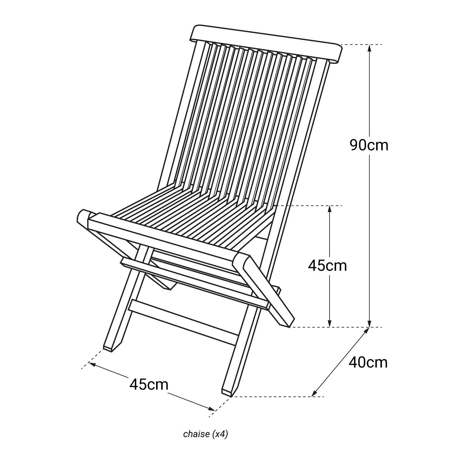 BENEFFITO SALENTO - Lot de 8 Chaises de Jardin Pliantes en Teck pour l'Extérieur Teinte Naturelle