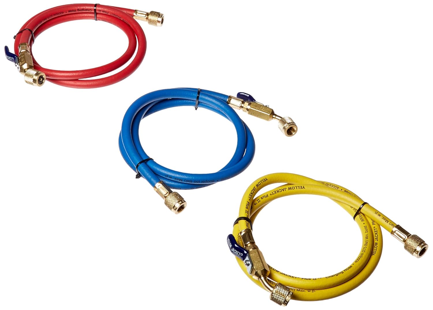 Yellow Jacket 29984 Plus II 1/4" Hose with Compact Ball Valve, 48" (Pack of 3)