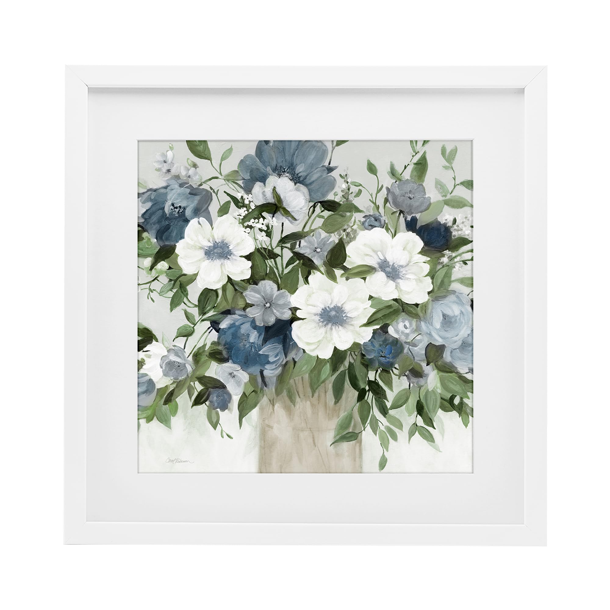 Stupell Industries White Grey Floral Bouquet 'White & Grey Blossoms'| Framed Print Under Glass