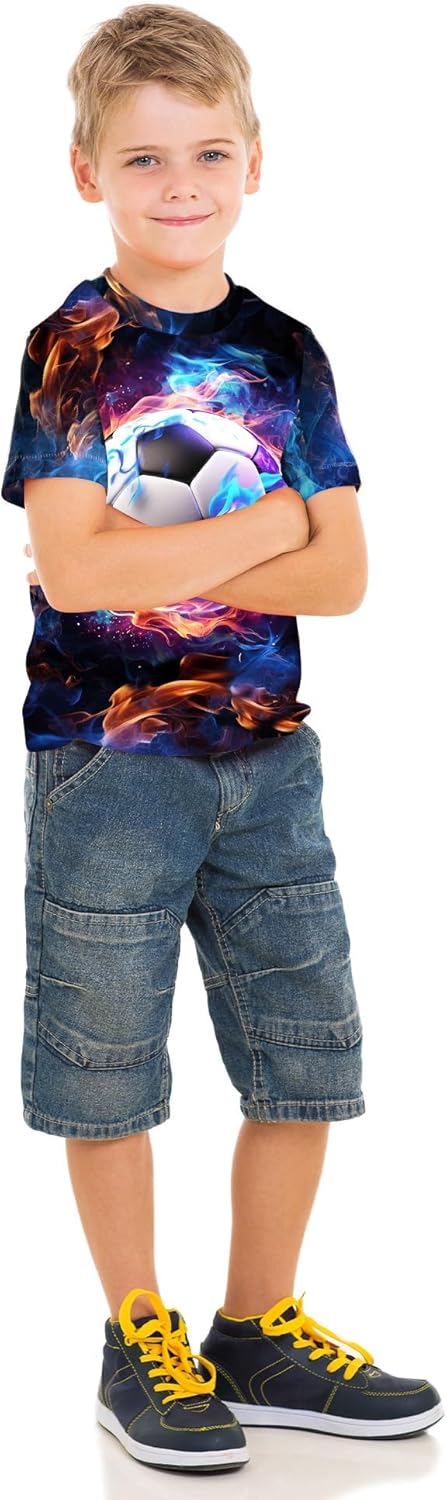 Tiannee Boys Girls 3D Graphic T Shirt, Novelty Kid's Shirts, Casual Crewneck Short Sleeve Tops Tees 6-16 Years - Image 2